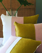 Load image into Gallery viewer, Linen Blush + Chartreuse + White Pillow 22”