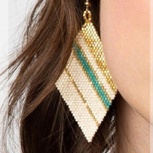 Load image into Gallery viewer, Teal Metallic + Ivory Diamond Earring