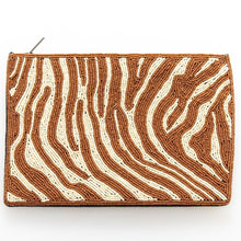 Load image into Gallery viewer, Zebra Striped Beaded Clutch Toast