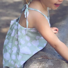 Load image into Gallery viewer, Strappy Romper Teal Clouds