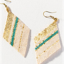 Load image into Gallery viewer, Teal Metallic + Ivory Diamond Earring