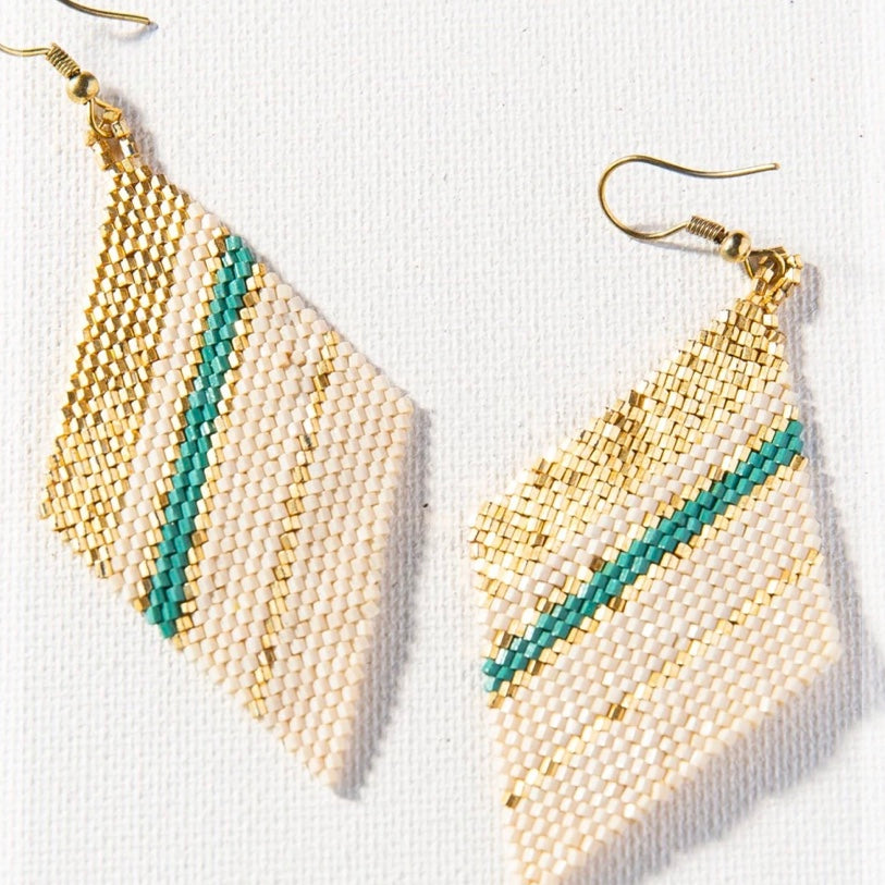 Teal Metallic + Ivory Diamond Earring