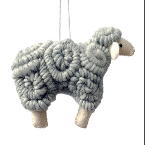 Wooly Sheep Ornament Gray